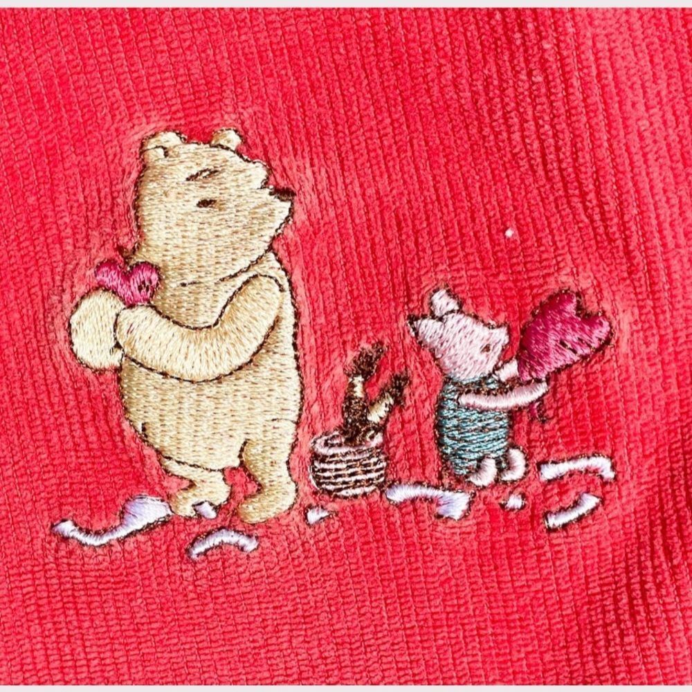 Classic Pooh Valentine’s Heart Vtg L/S Ribbed Fleece Top Disney Youth (18M) - Picture 2 of 7